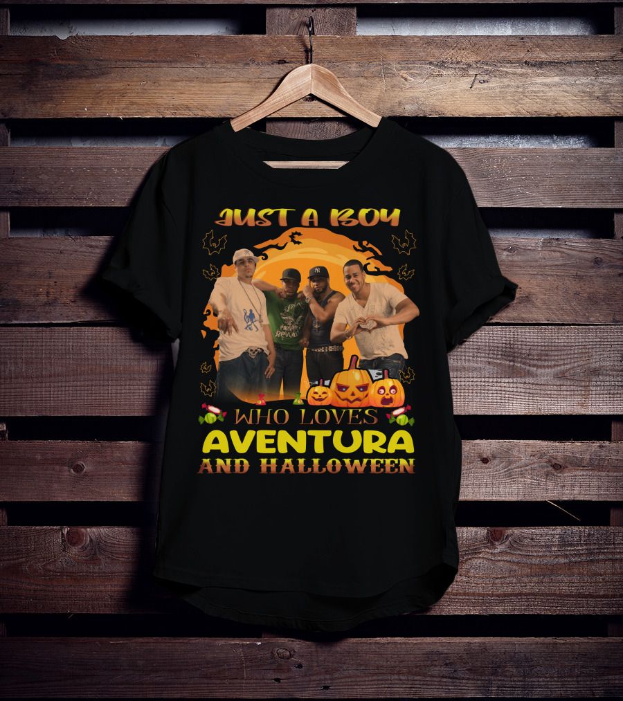 Just A Boy Who Loves Aventura And Halloween Pumpkin Group Fun T-Shirt