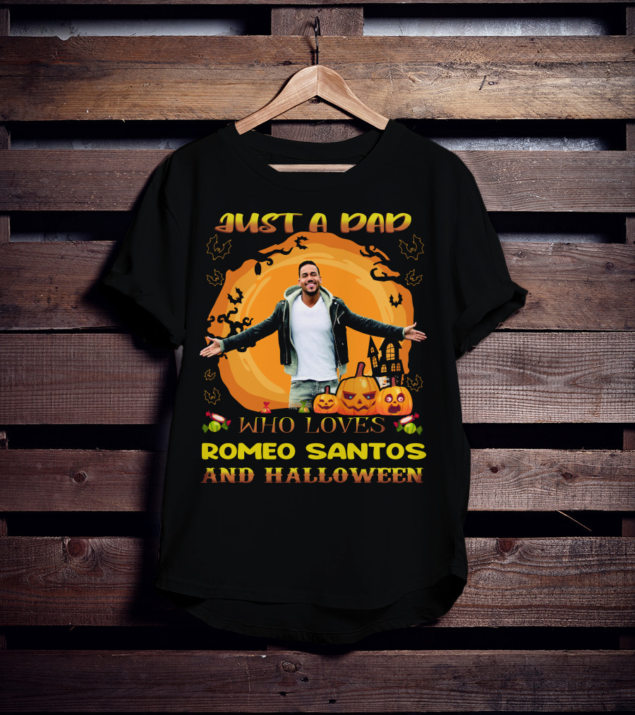 Just A Dad Who Loves Romeo Santos And Halloween T-Shirt