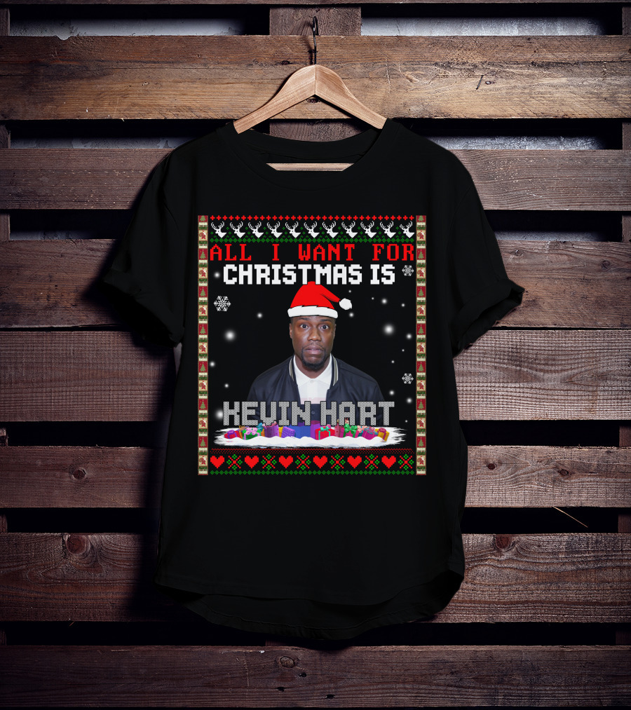 All I Want For Christmas Is Kevin Hart Santa Hat Holiday T-Shirt