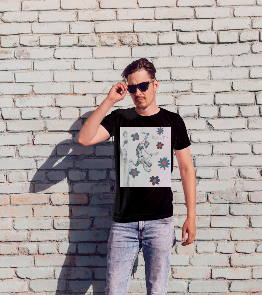 Alex G Floral Mythical Battle With Blue And Orange Flowers T-Shirt