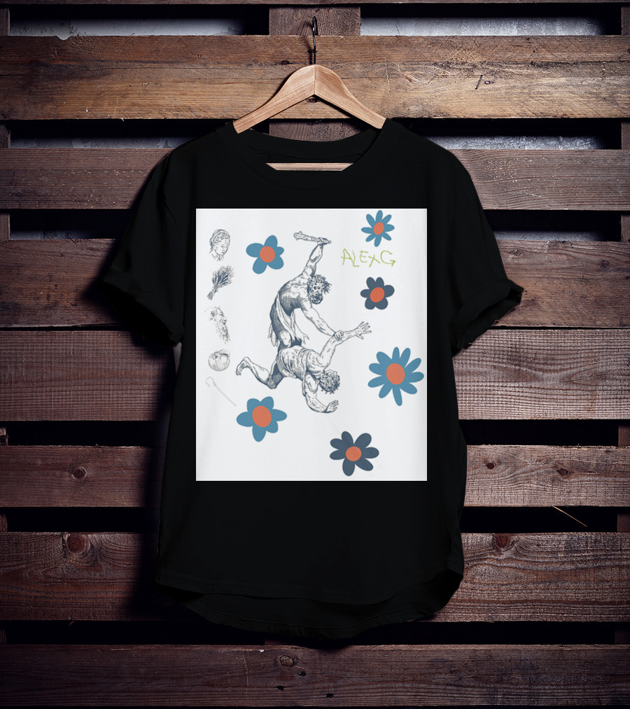 Alex G Floral Mythical Battle With Blue And Orange Flowers T-Shirt