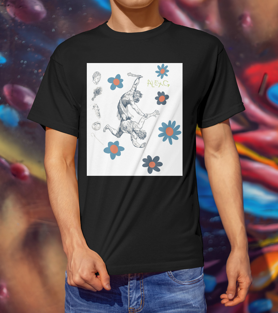 Alex G Floral Mythical Battle With Blue And Orange Flowers T-Shirt