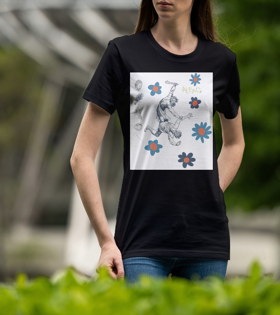 Alex G Floral Mythical Battle With Blue And Orange Flowers T-Shirt