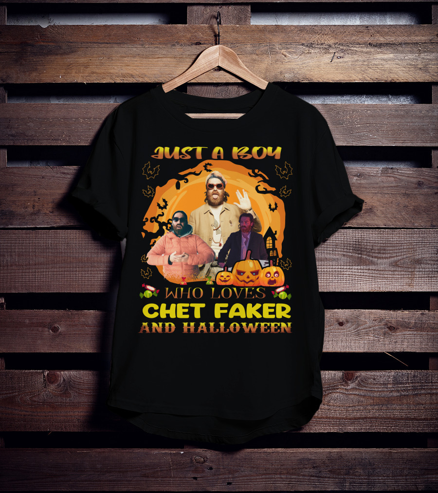 Just A Boy Who Loves Chet Faker And Halloween Pumpkins Bats T-Shirt
