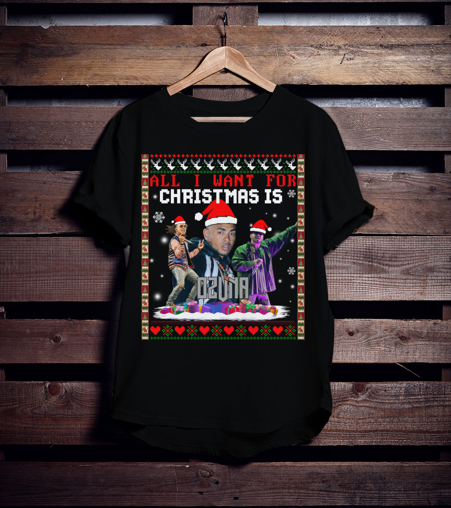 All I Want For Christmas Is Ozuna Santa Hat Snowflakes Presents T-Shirt