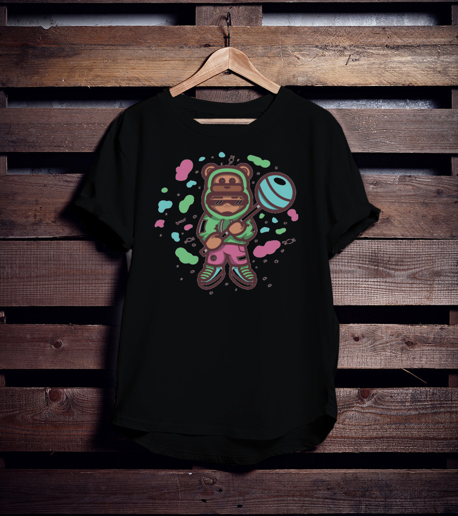 Caramelo Bear Hoodie With Lollipop And Sunglasses T-Shirt