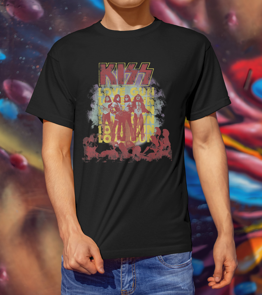 KISS Love Gun Album Art With Red T-Shirt