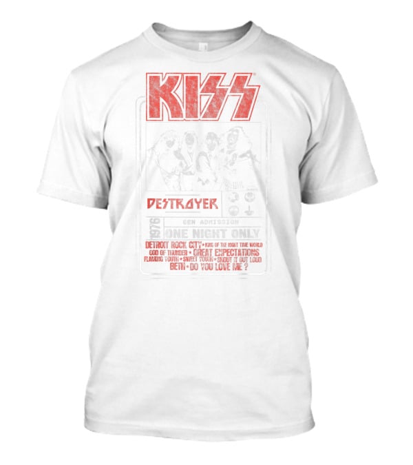 KISS Destroyer 1976 Gen Admission One Night Only Detroit Rock City God Of Thunder Shout It Out Loud T-Shirt