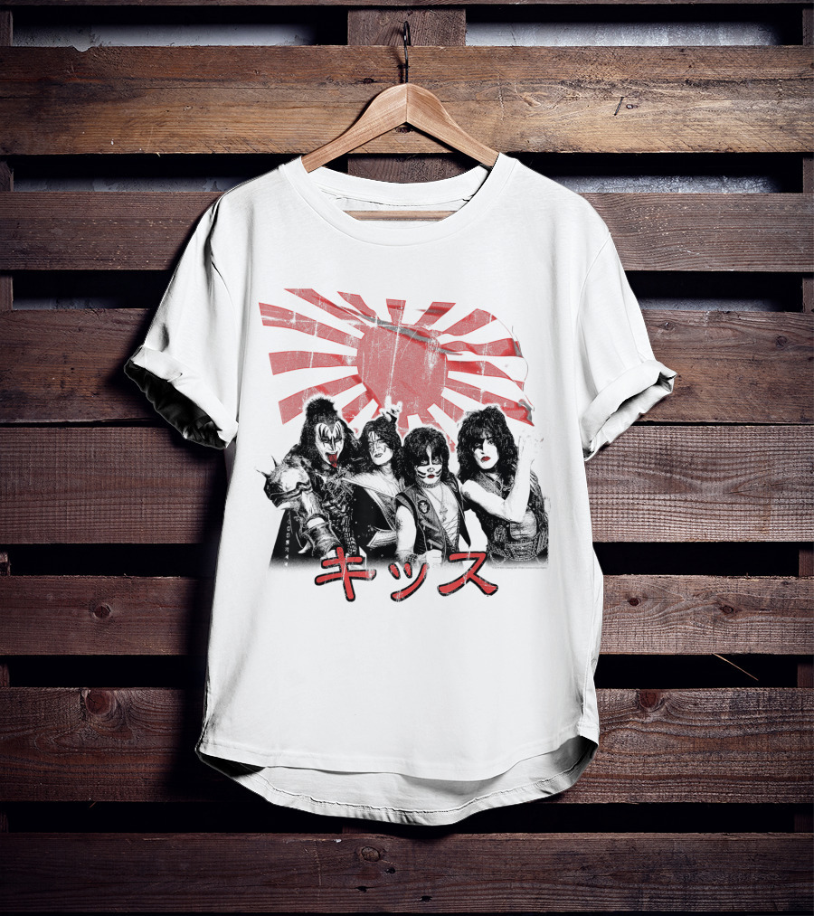 KISS Rising Sun Band Red Sunburst T-Shirt