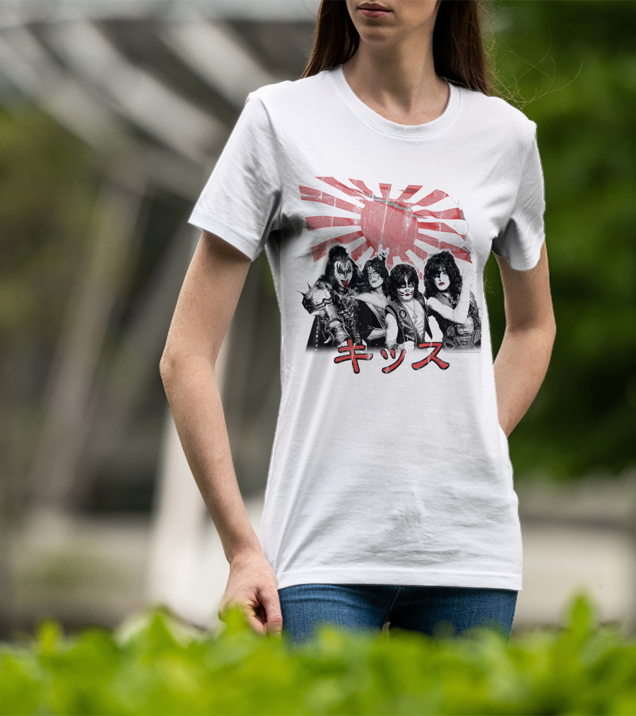 KISS Rising Sun Band Red Sunburst T-Shirt