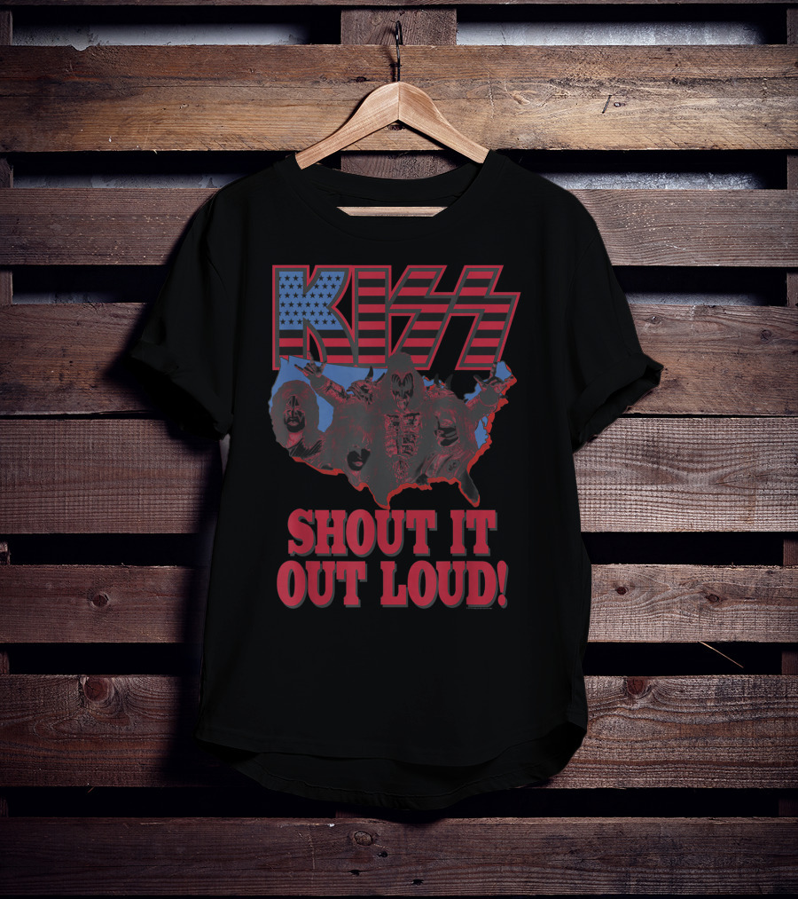 KISS Shout It Out Loud USA Band Members Map T-Shirt