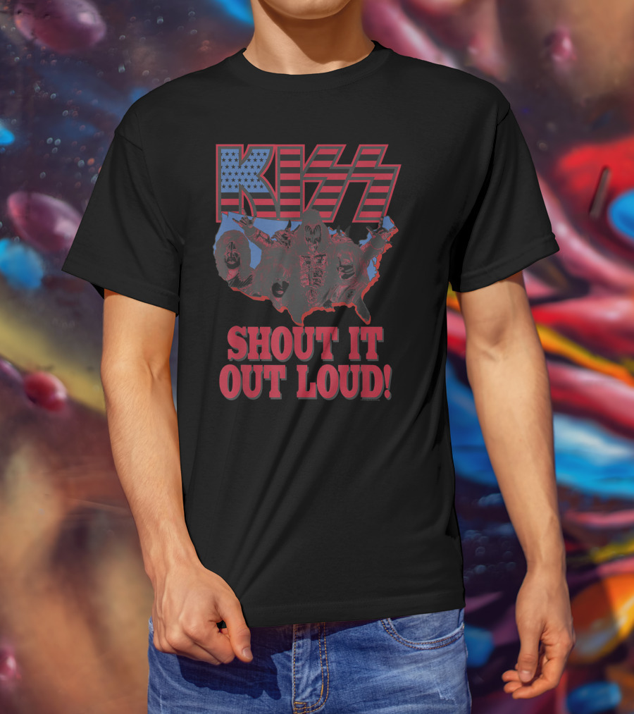 KISS Shout It Out Loud USA Band Members Map T-Shirt