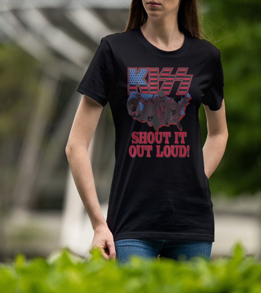 KISS Shout It Out Loud USA Band Members Map T-Shirt