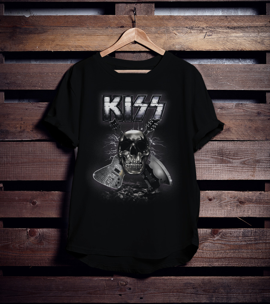 KISS Skull With Guitars And Lightning T-Shirt