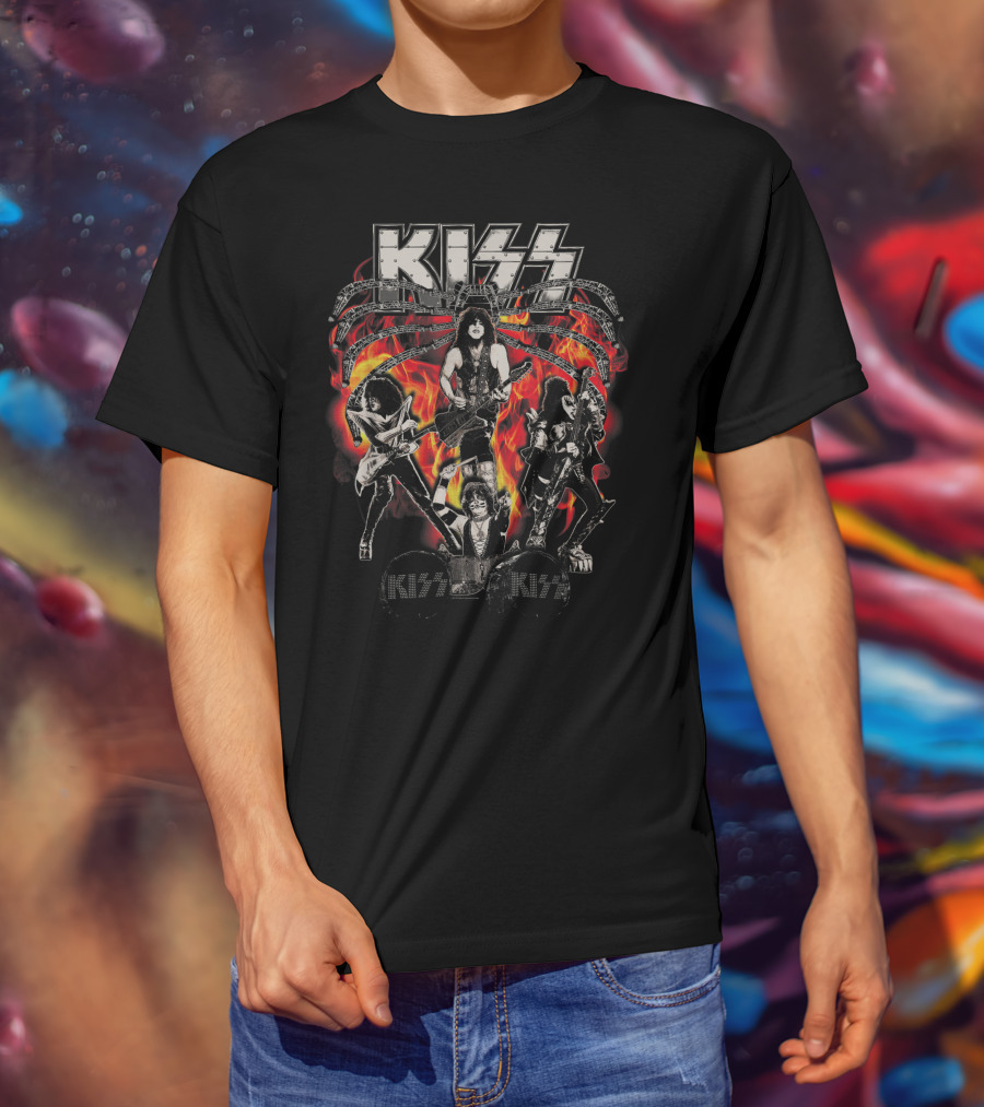 KISS Spider Stage Fiery Rock Band Performance T-Shirt