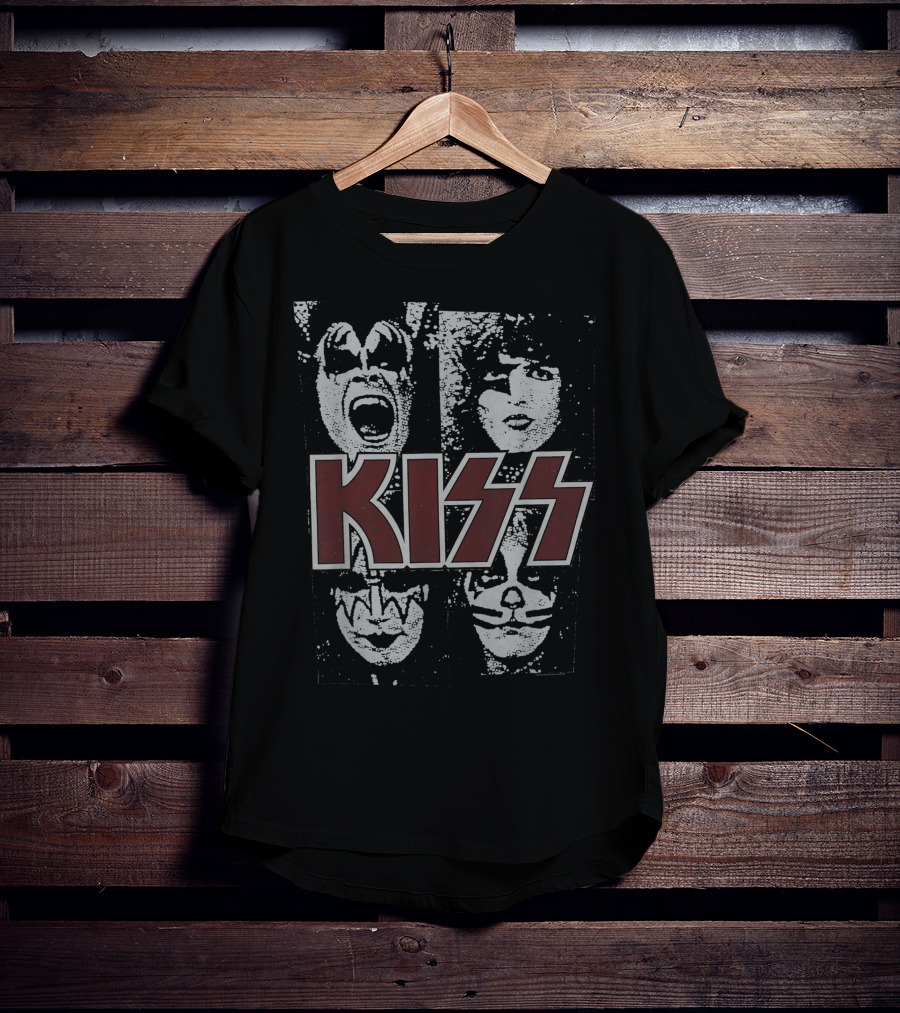 KISS Band Stencil Faces T-Shirt