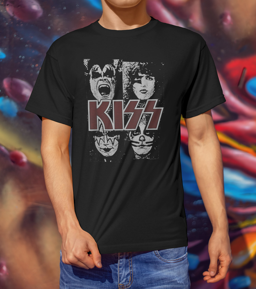 KISS Band Stencil Faces T-Shirt