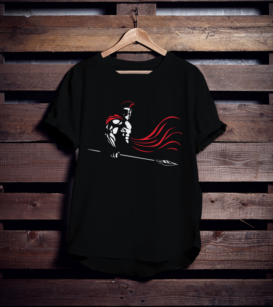 SPARTAN Warrior With Red Cape And Spear T-Shirt