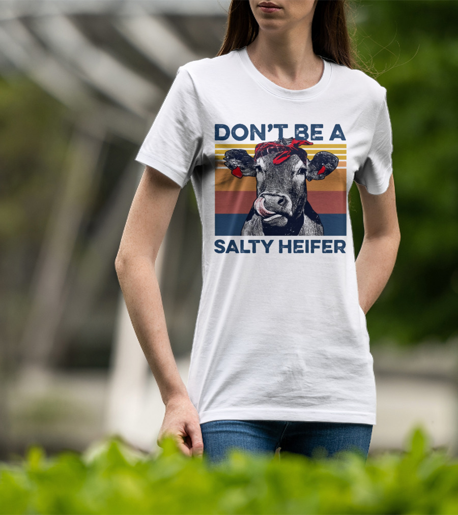 DON'T BE A SALTY HEIFER Vintage Cow With Bandana T-Shirt