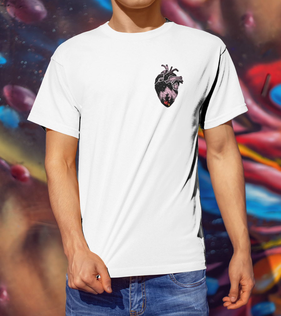 Camping Heart Forest Night Tent T-Shirt