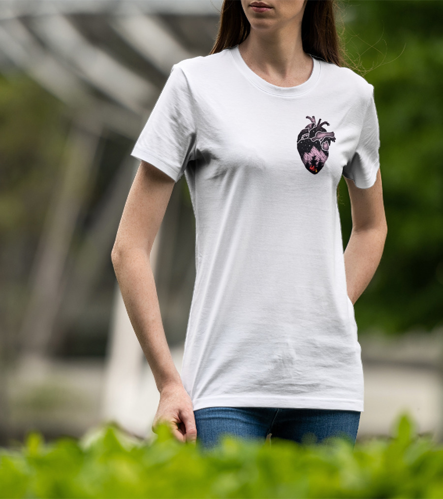 Camping Heart Forest Night Tent T-Shirt