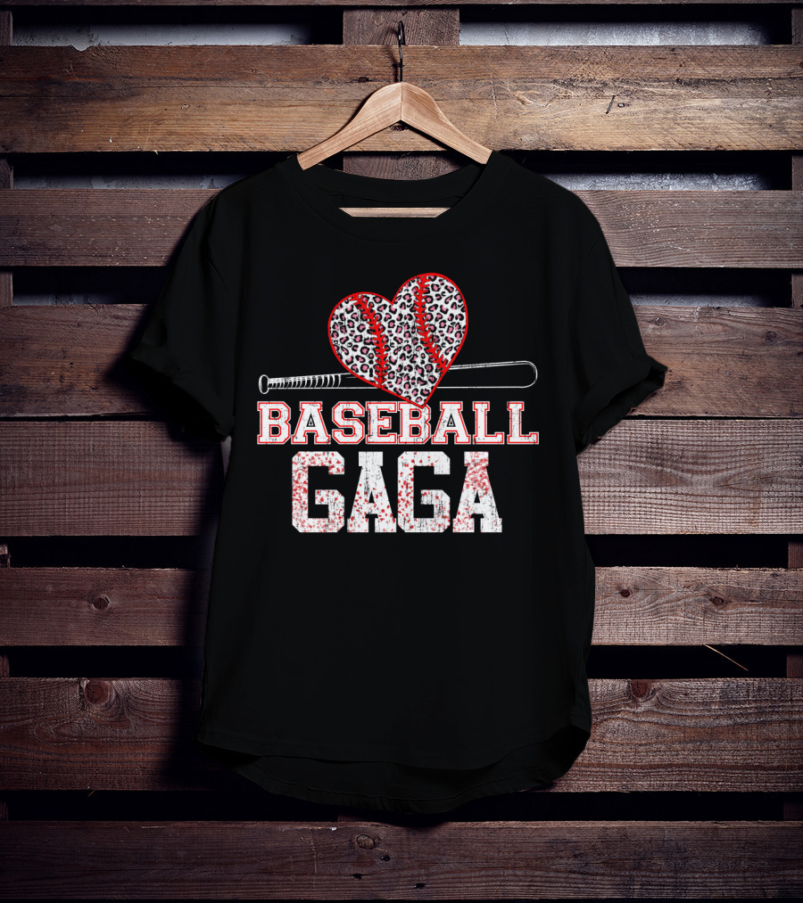 Baseball Gaga Leopard Heart Bat T-Shirt