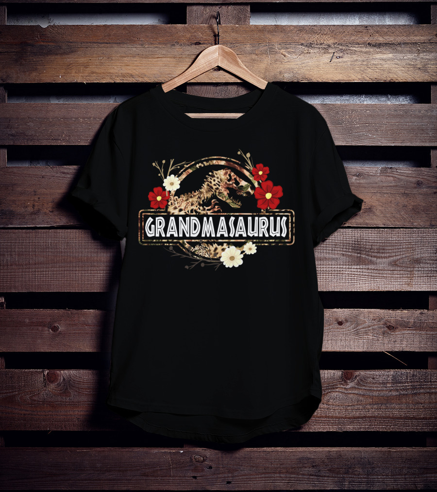 Grandmasaurus Dinosaur Funny Saurus With Floral Accents T-Shirt