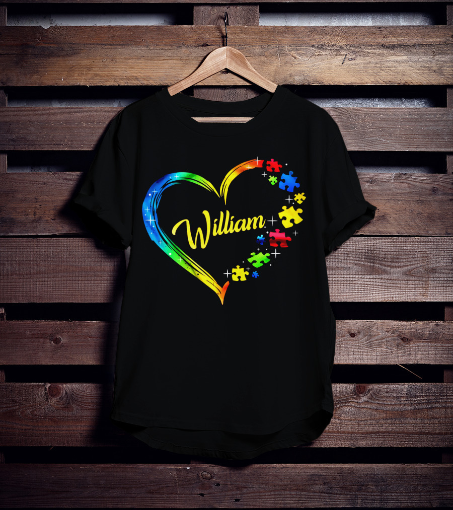 William Autism Puzzle Heart Rainbow Puzzles T-Shirt