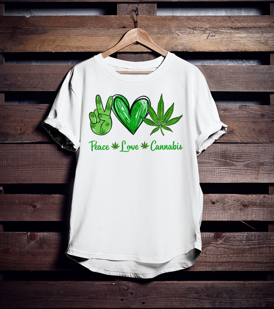 Peace Love Cannabis Green Symbols T-Shirt