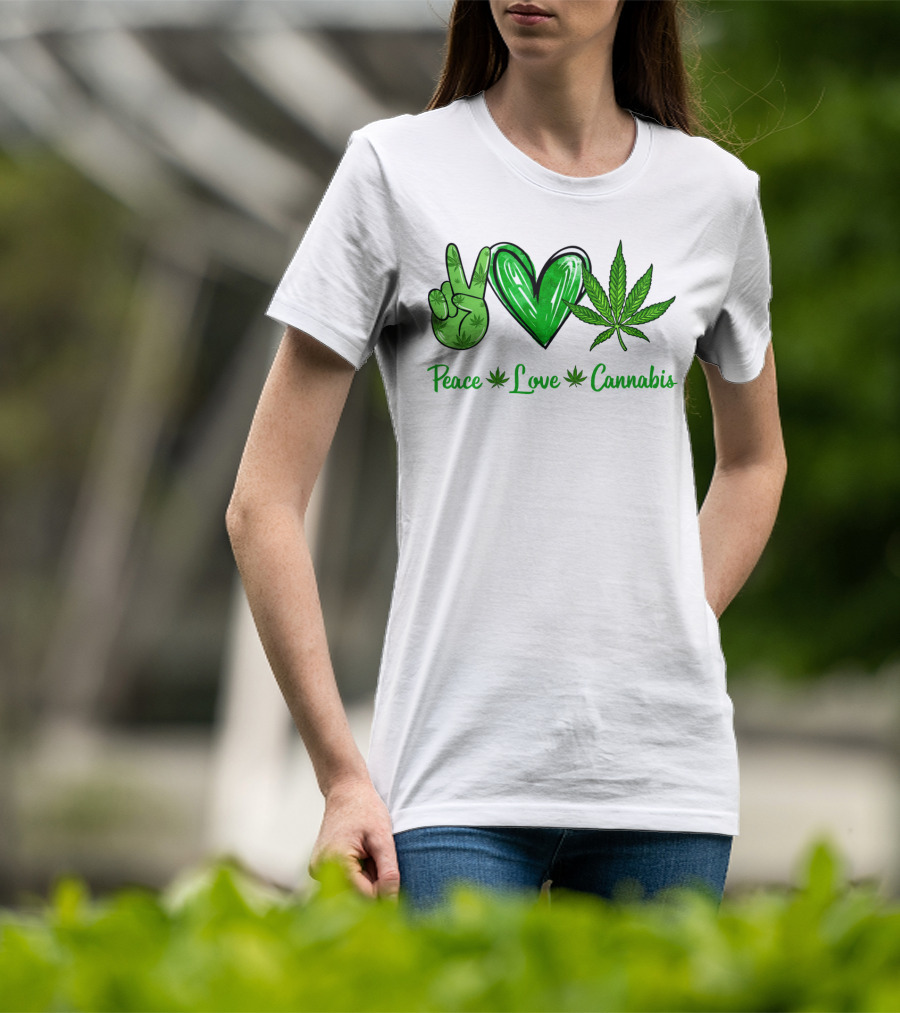 Peace Love Cannabis Green Symbols T-Shirt