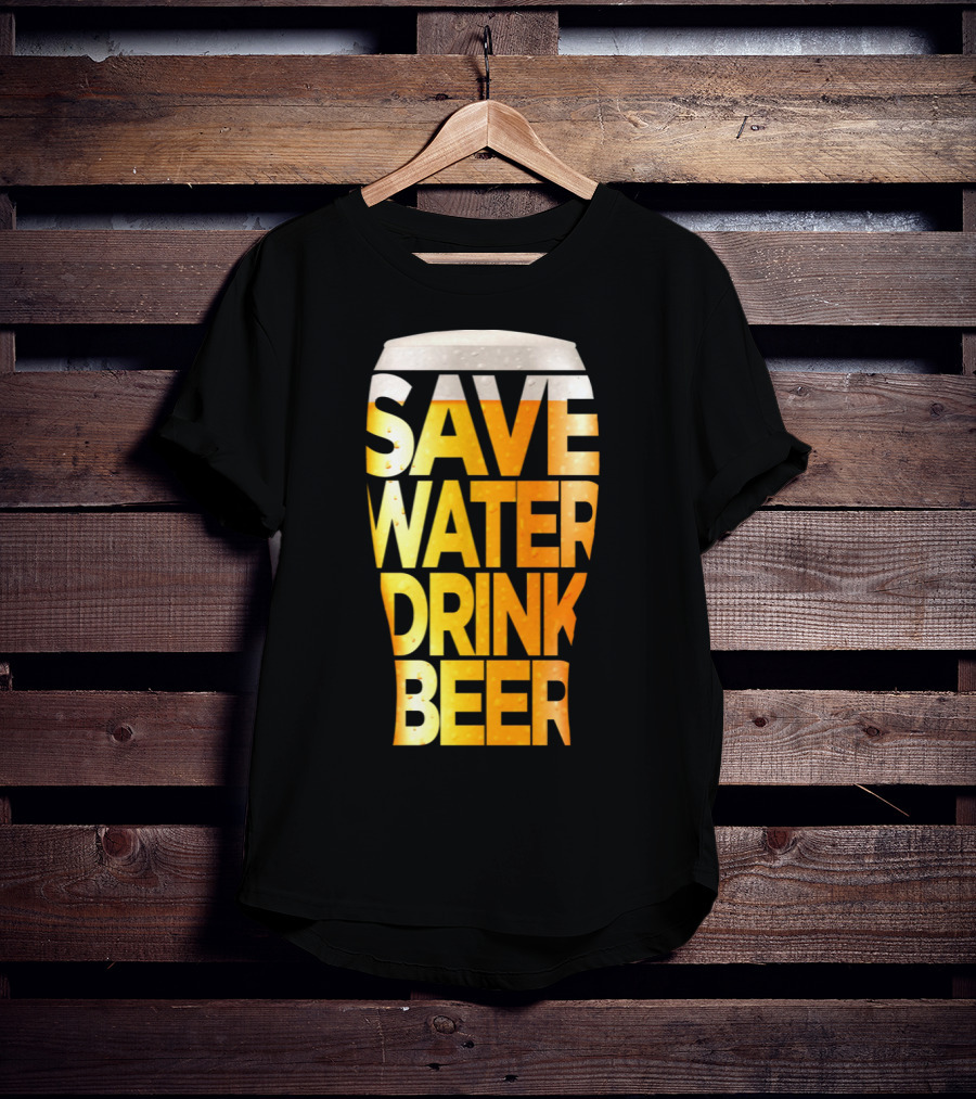 Save Water Drink Beer Retro Funny Beer Pint Glass T-Shirt