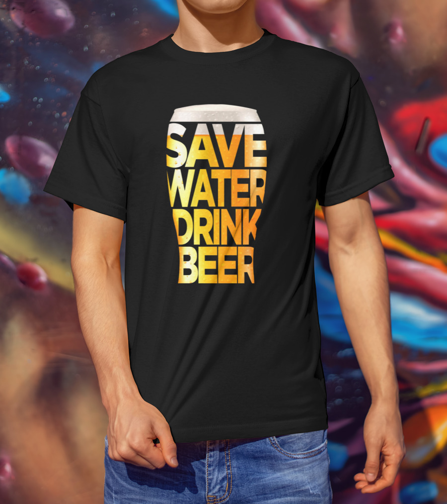 Save Water Drink Beer Retro Funny Beer Pint Glass T-Shirt