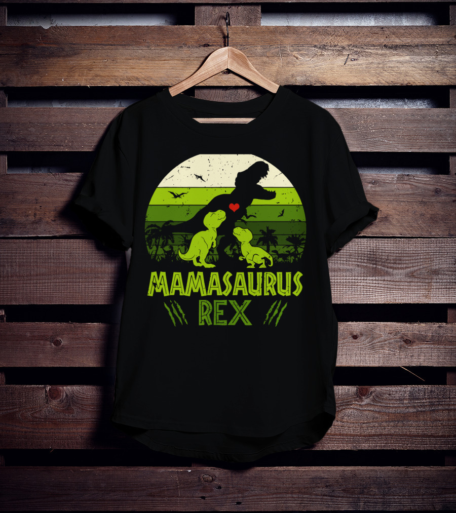 Vintage Retro Mamasaurus Rex Dinosaur Lover 2 Kids T-Shirt