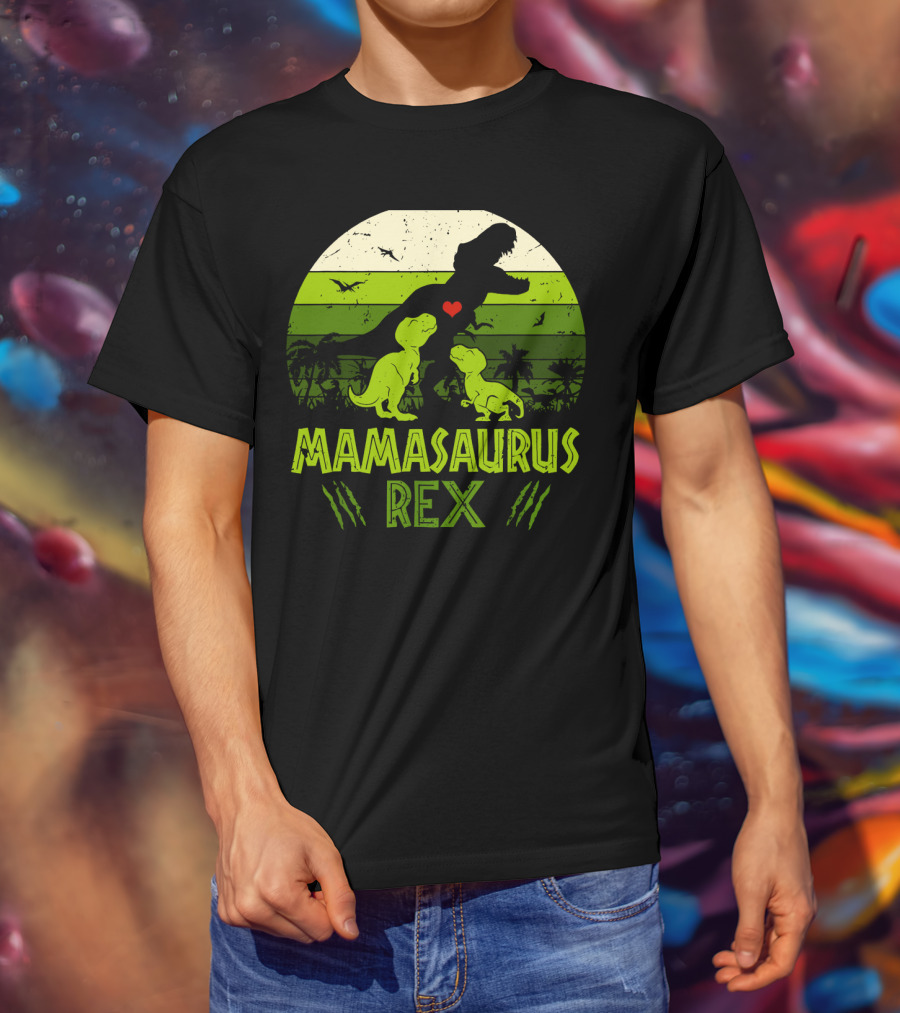 Vintage Retro Mamasaurus Rex Dinosaur Lover 2 Kids T-Shirt
