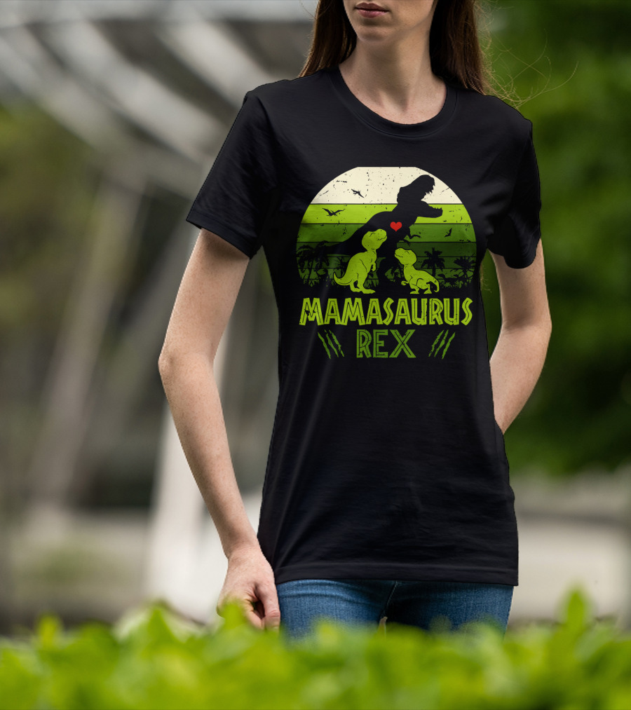 Vintage Retro Mamasaurus Rex Dinosaur Lover 2 Kids T-Shirt