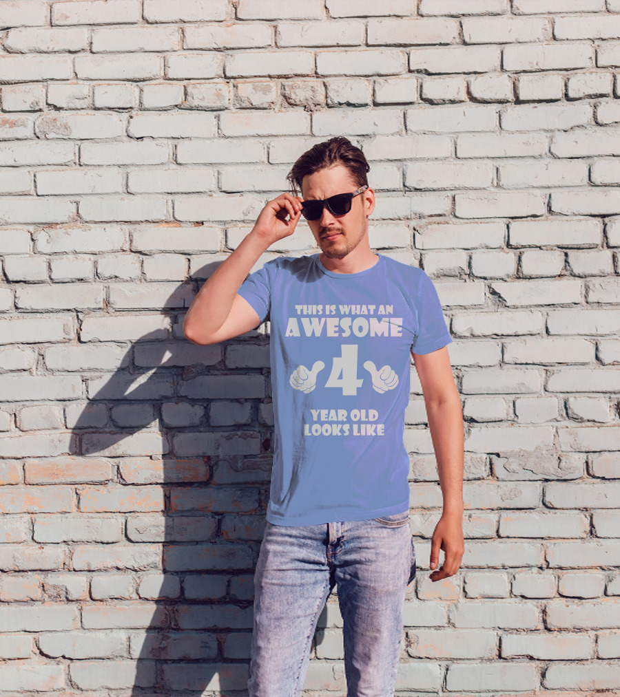 This Is What An Awesome 4 Year Old Looks Like Thumbs Up T-Shirt