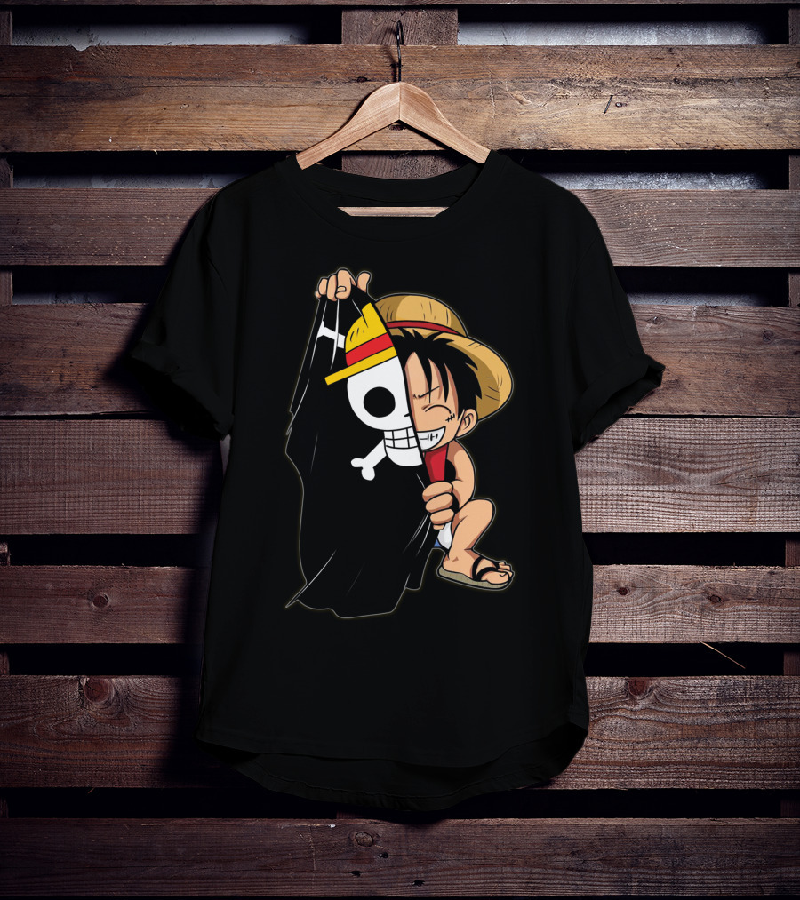 Luffy Pirate Hat Skull Flag Onepiece T-Shirt