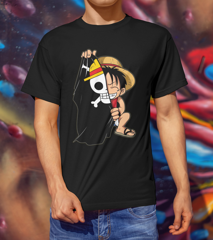 Luffy Pirate Hat Skull Flag Onepiece T-Shirt