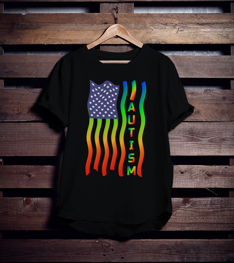 American Flag Autism Awareness Teacher T-Shirt