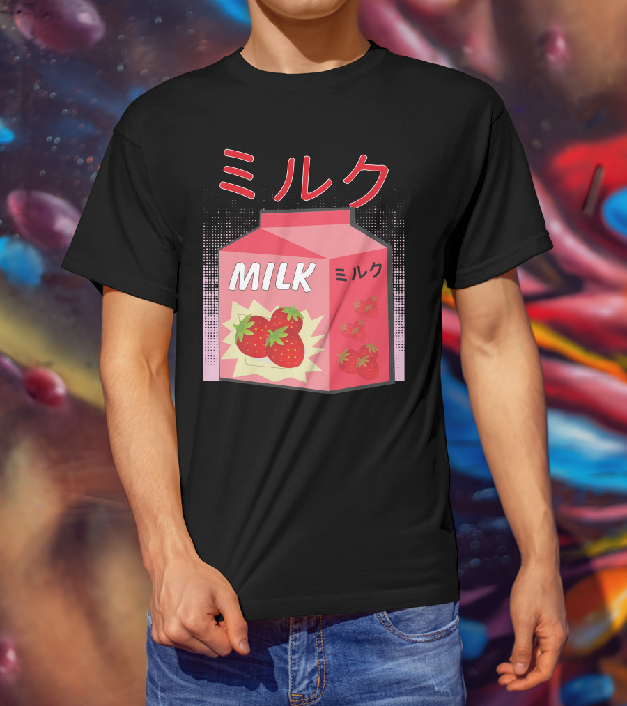 Japanese Otaku Anime Milk Strawberry Milkshake T-Shirt