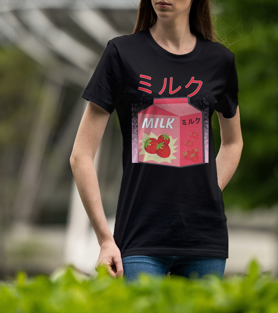 Japanese Otaku Anime Milk Strawberry Milkshake T-Shirt