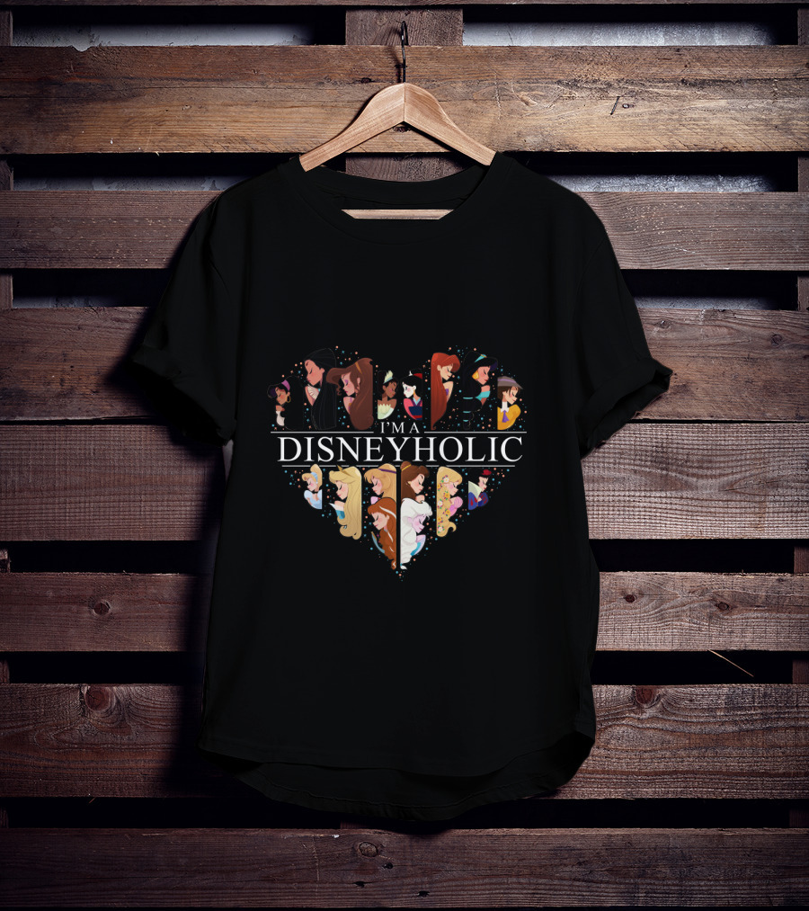 I'm A Disneyholic Heart Featuring Iconic Disney Princesses T-Shirt
