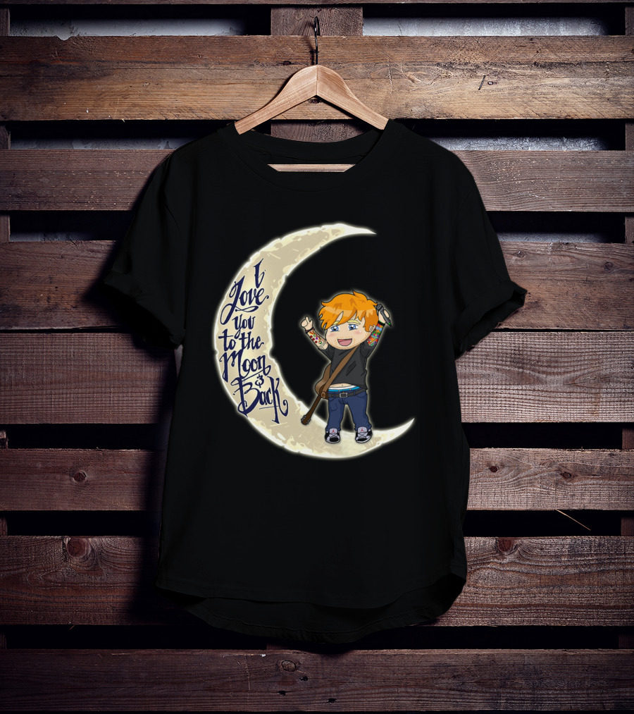 I Love You To The Moon And Back - Cartoon Guitar Character T-Shirt
