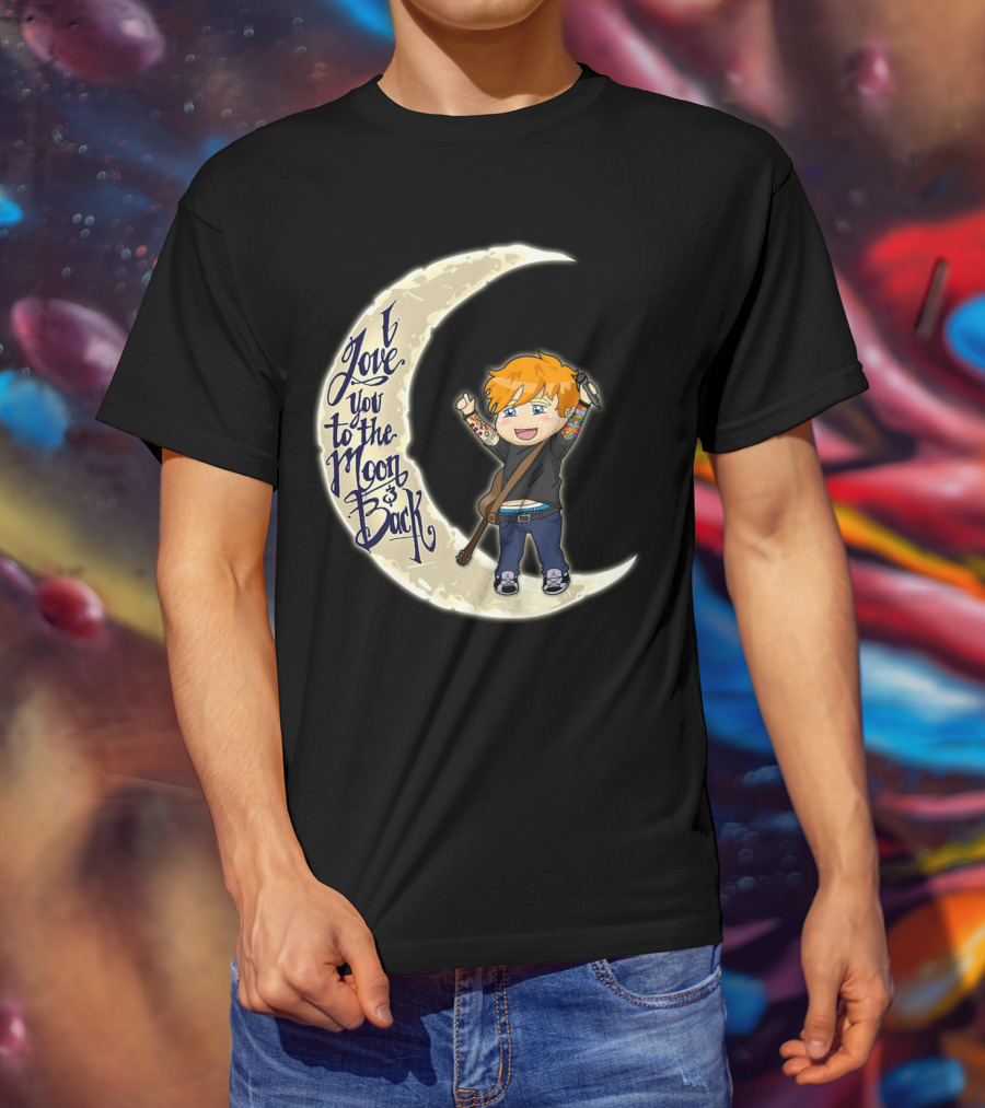 I Love You To The Moon And Back - Cartoon Guitar Character T-Shirt
