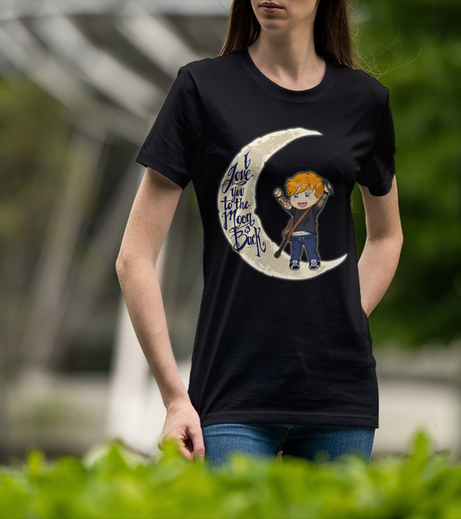 I Love You To The Moon And Back - Cartoon Guitar Character T-Shirt