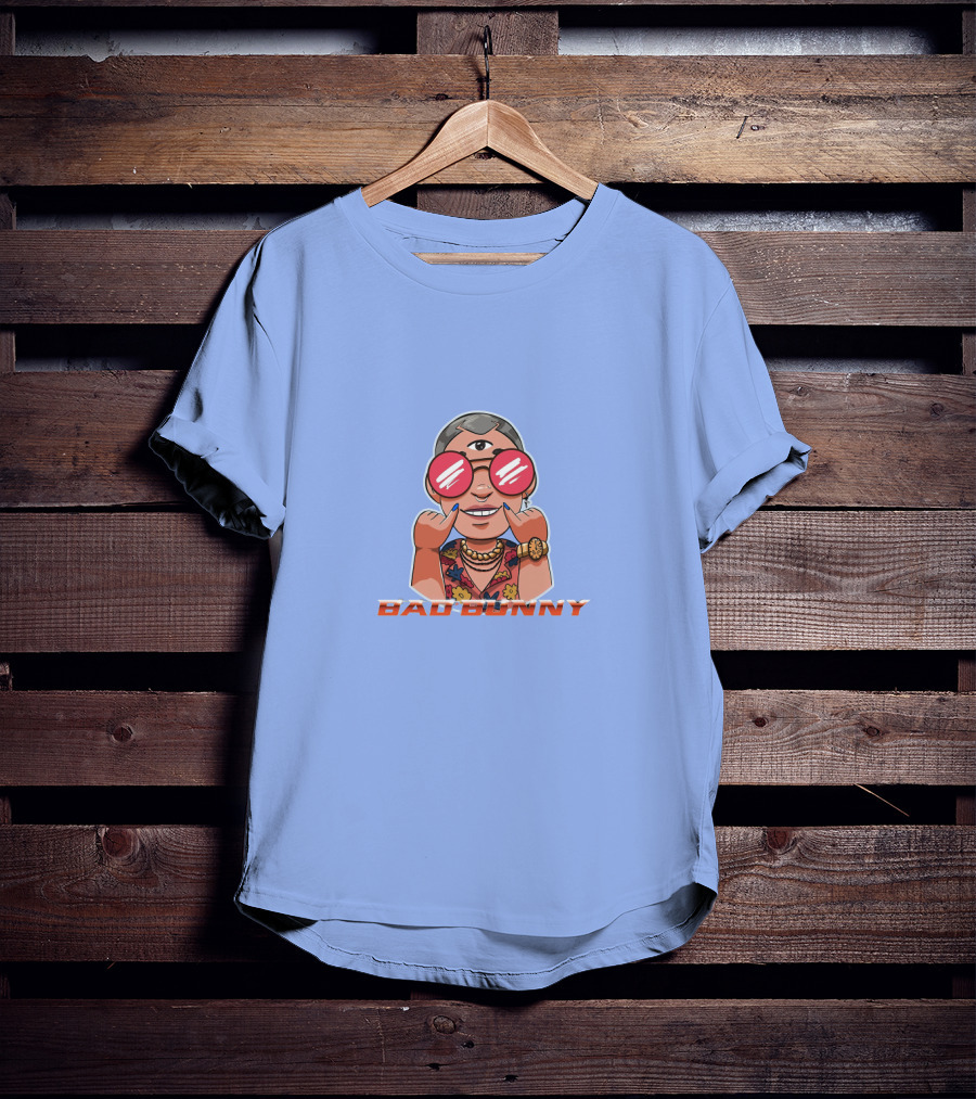 YHLQMDLG Bad Bunny Cartoon With Third Eye And Sunglasses T-Shirt