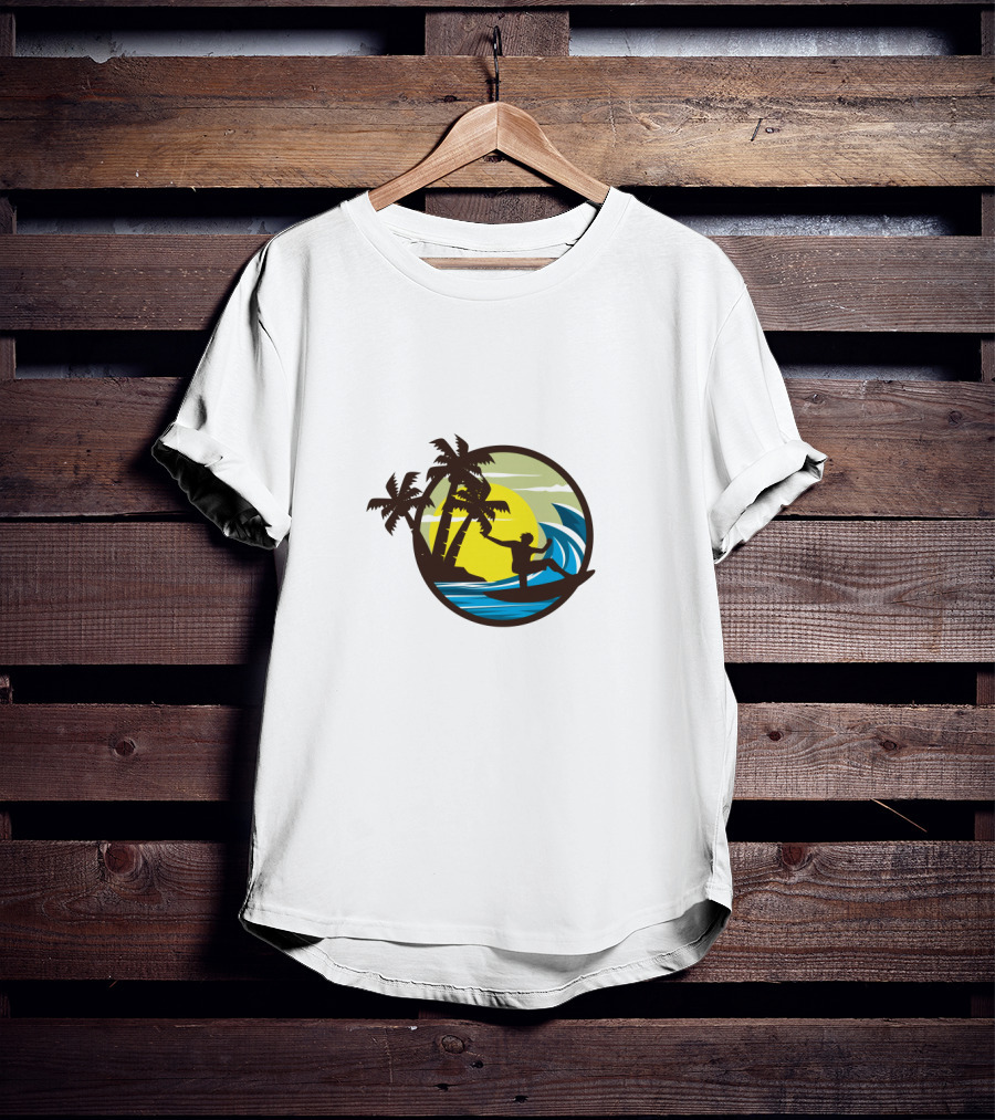 Surfing Sport Tropical Sunset Wave Palms Rider T-Shirt