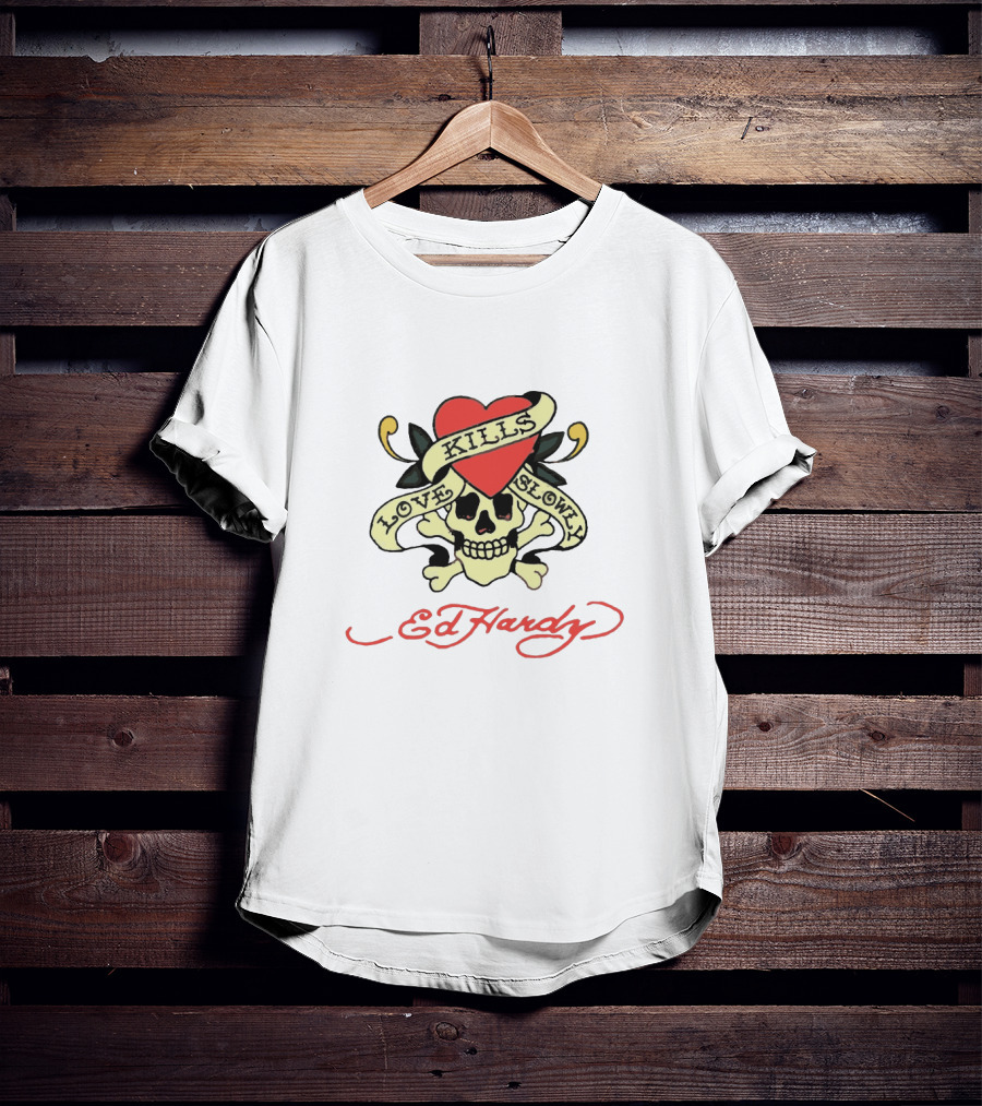 Ed Hardy Love Kills Slowly Skull Heart Tattoo T-Shirt