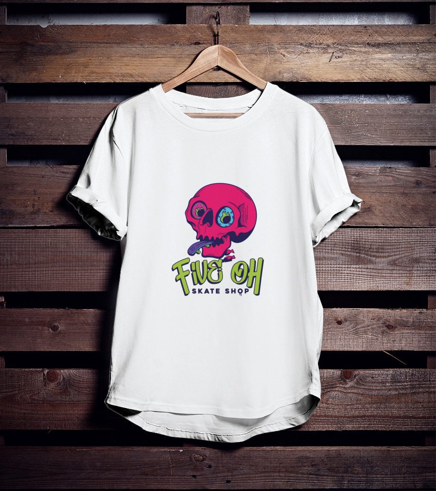 Five Oh Skate Shop Neon Skull Donut T-Shirt