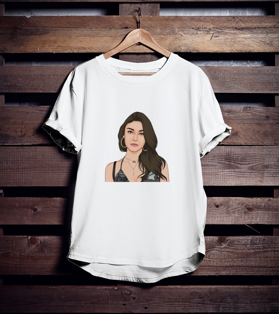 Dixie D'Amelio Camo Top Illustration Gold Hoop Necklace T-Shirt